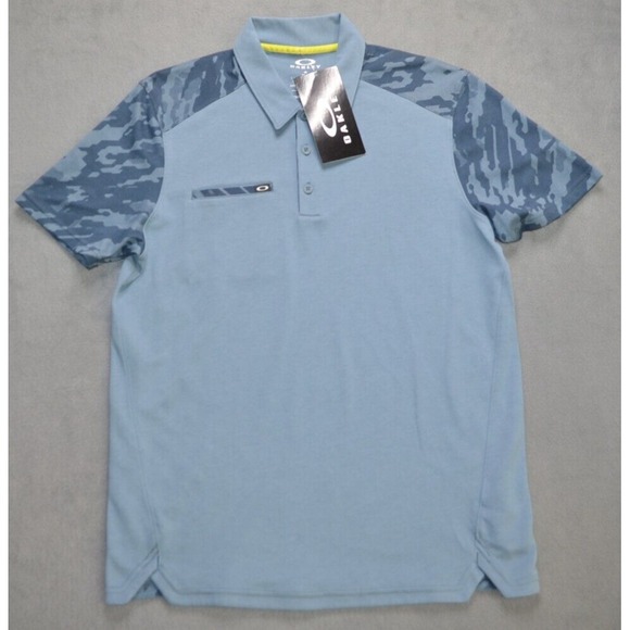 Oakley Golf Hydrolix Venom Polo Mens Size‎ M Tailored Fit $70 Blue Mirage Camo - Picture 1 of 10